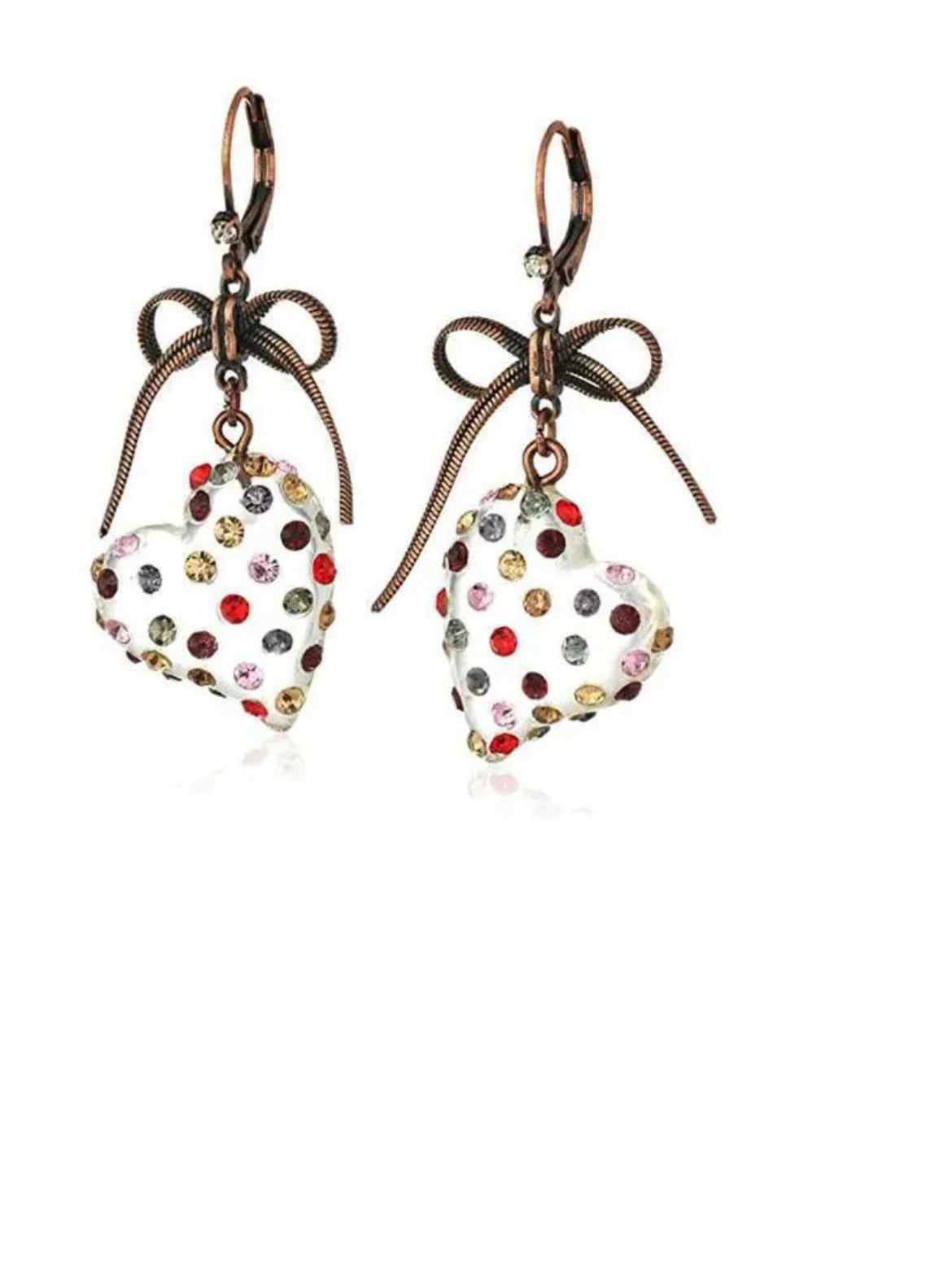Multi Lucite Heart Drop Earrings