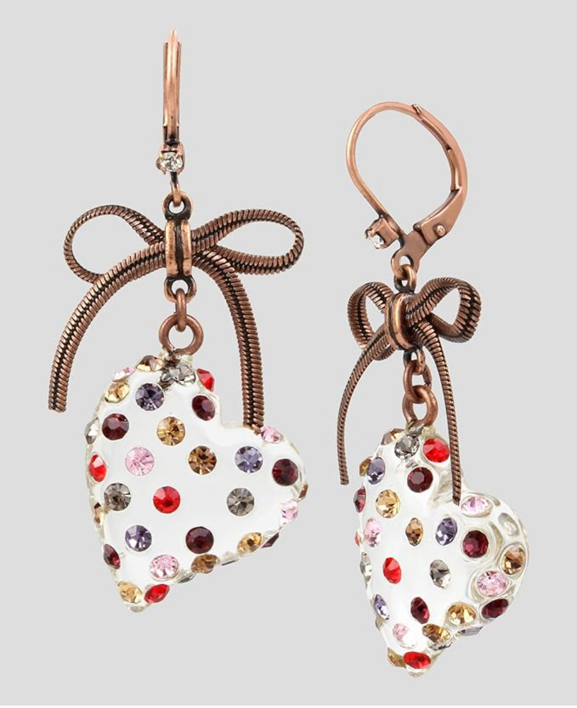 Multi Lucite Heart Drop Earrings