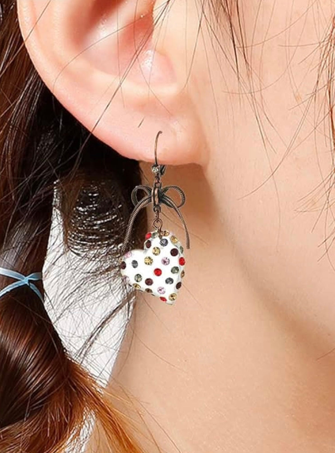Multi Lucite Heart Drop Earrings