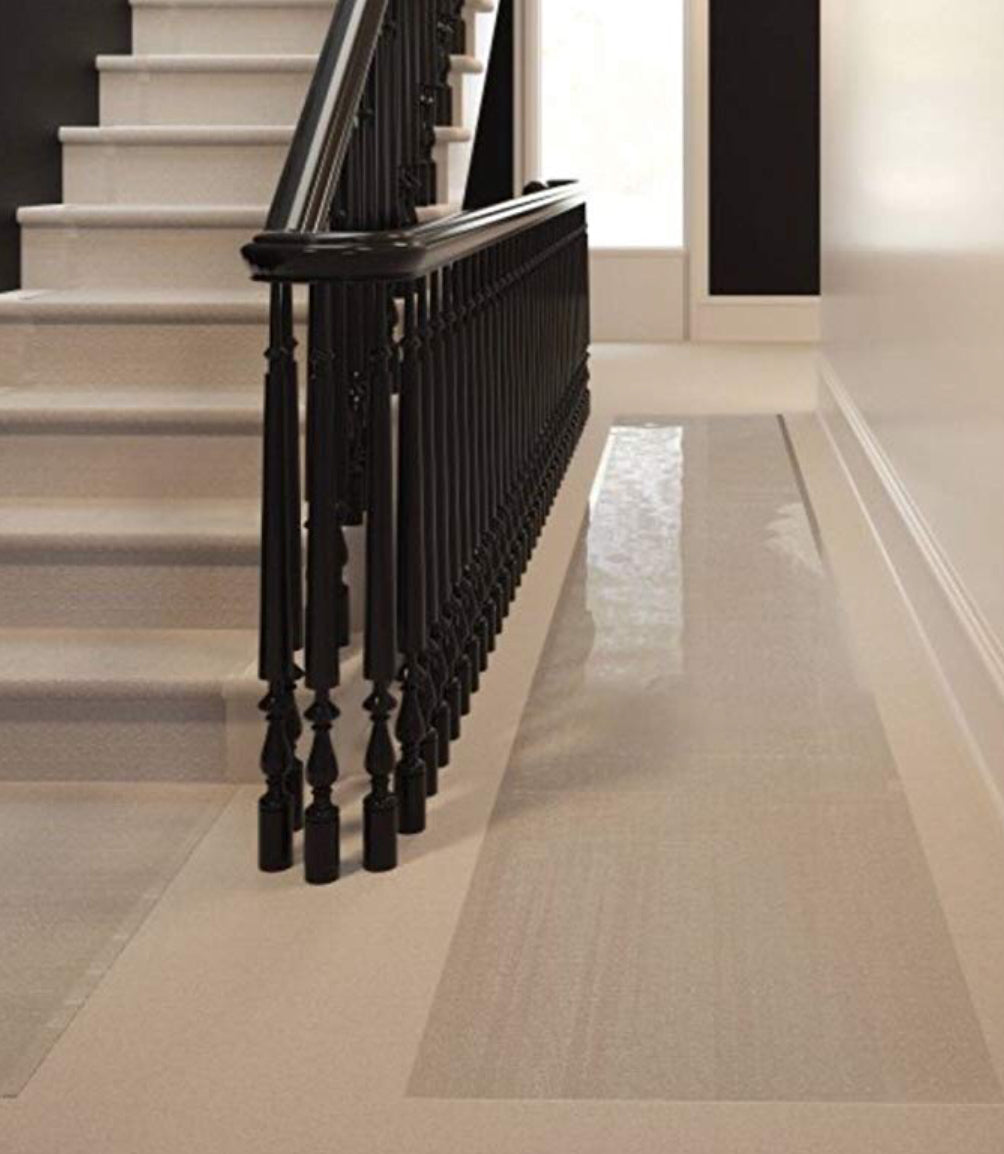 Clear Plastic Runner Rug Carpet Protector Mat Ribbed Multi-Grip (Clear Plastic, 26" in x 48" in)