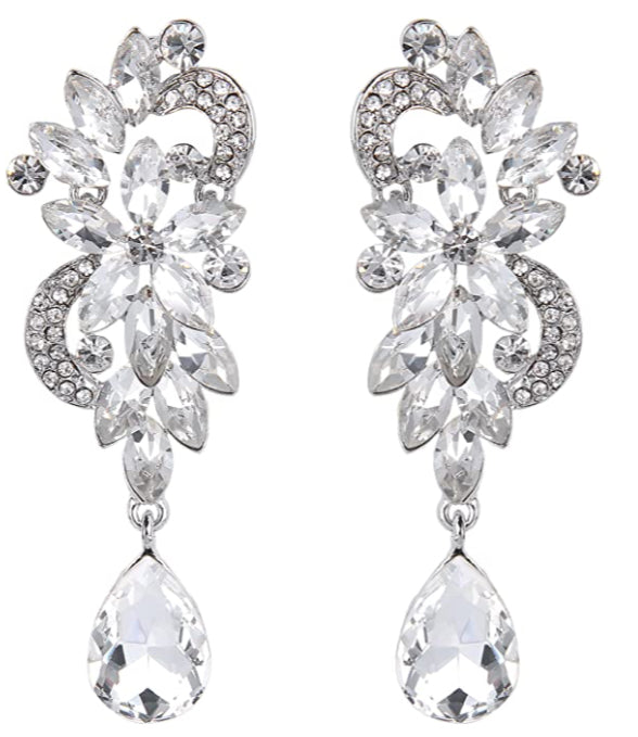 Women's Bohemian Boho Crystal Flower Wedding Party Jewelry Dangle Earrings